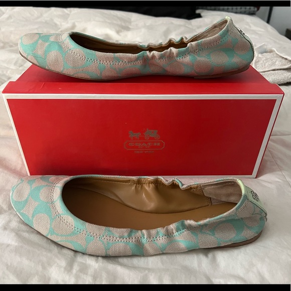 Coach Shoes - Coach Shoes - Ballet Flats with elastic size 11 mint and beige in color